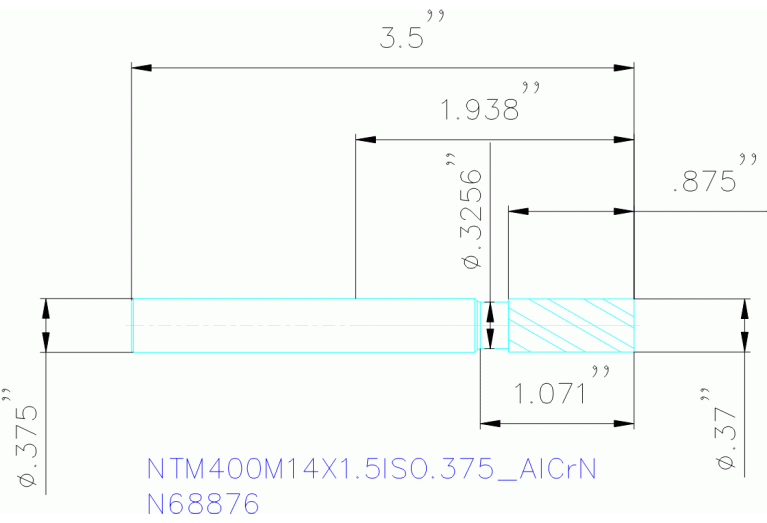 NTM400M14X1.5ISO.375 ALCRN
