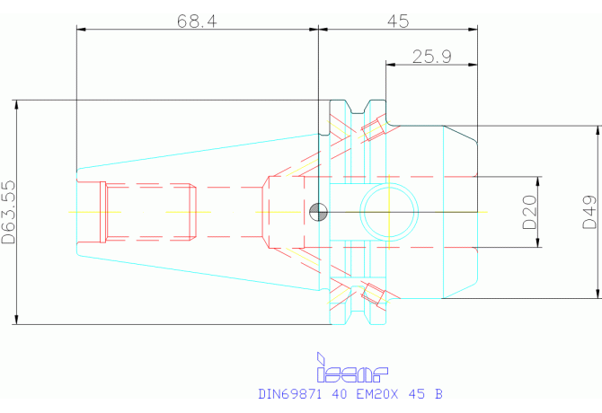 DIN69871 40 EM20X 45 B