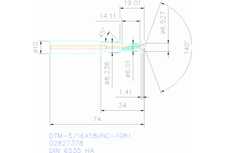 DTM-5/16X18UNC-10R1