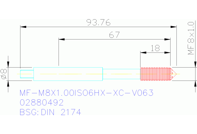 MF-M8X1.00ISO6HX-XC-V063