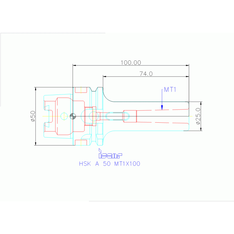 HSK A 50 MT1X100