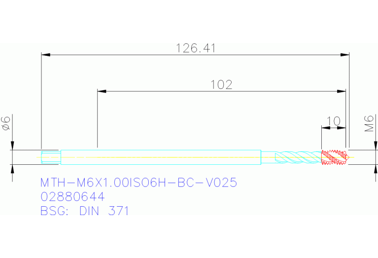 MTH-M6X1.00ISO6H-BC-V025