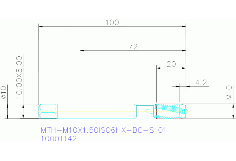 MTH-M10X1.50ISO6HX-BC-S101