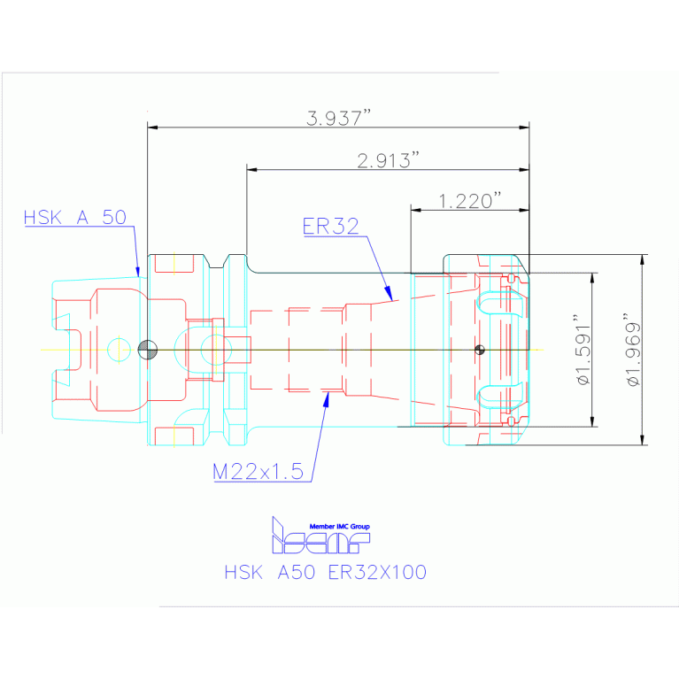 HSK A50 ER32X100
