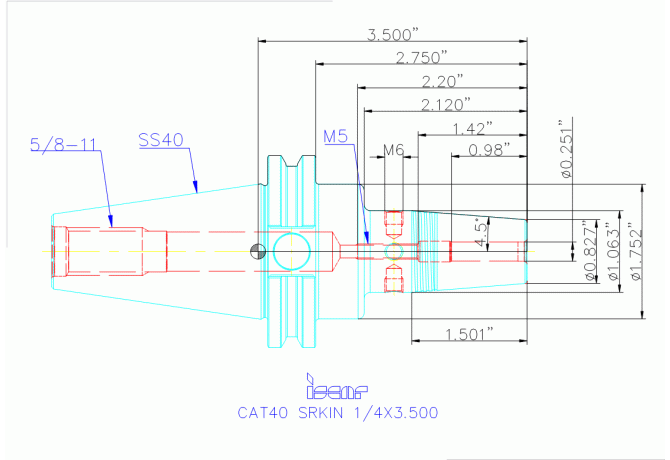 CAT40 SRKIN 1/4X3.500
