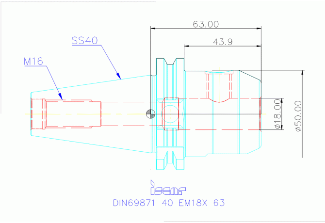 DIN69871 40 EM18X 63