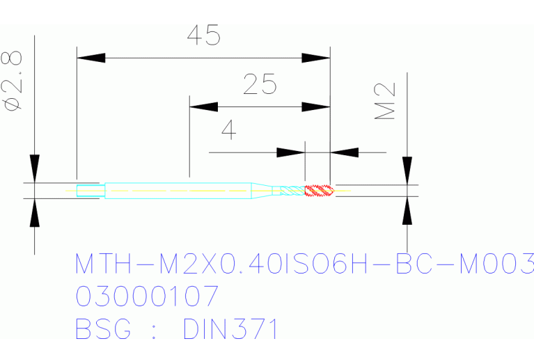 MTH-M2X0.40ISO6H-BC-M003