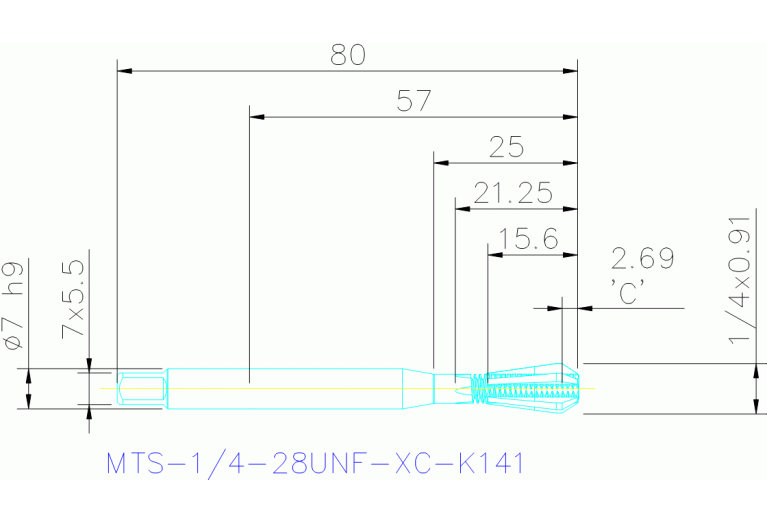 MTS-1/4-28UNF-XC-K141