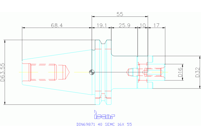 DIN69871 40 SEMC 16X 55