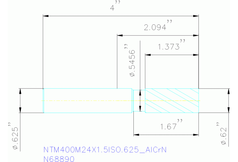 NTM400M24X1.5ISO.625 ALCRN