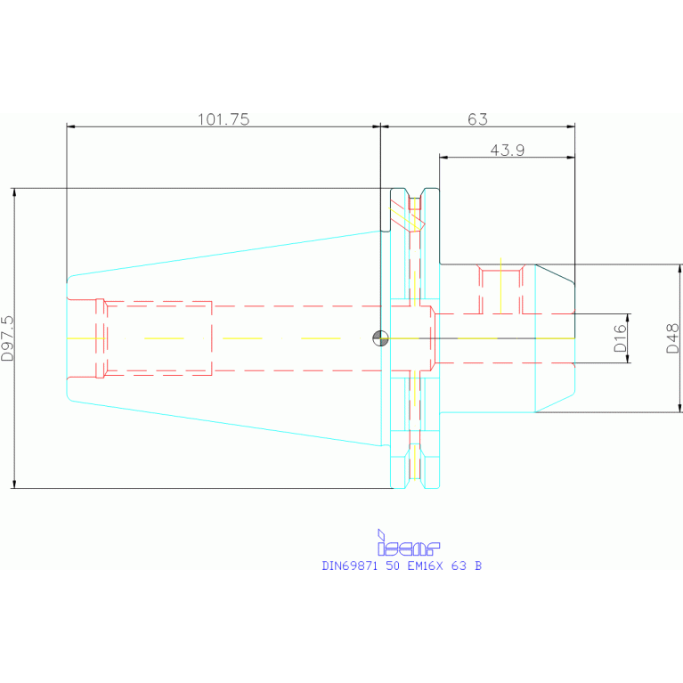 DIN69871 50 EM16X 63 B