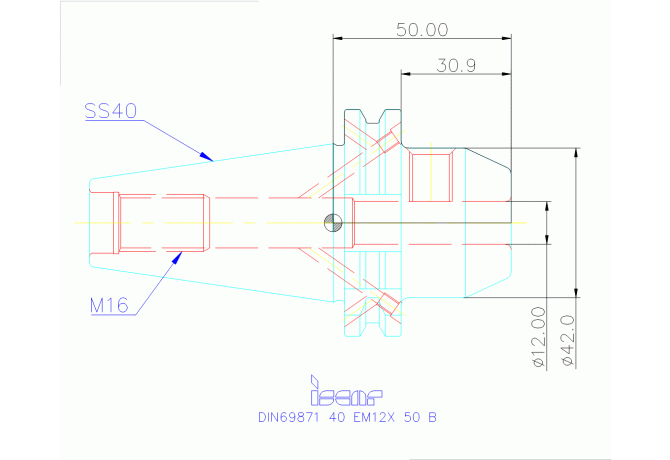 DIN69871 40 EM12X 50 B