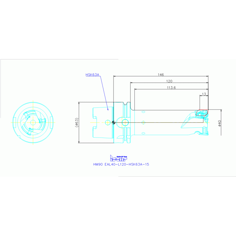 HM90 EAL40-L120-HSK63A-15