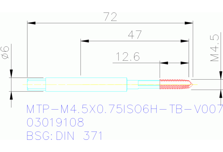 MTP-M4.5X0.75ISO6H-TB-V007