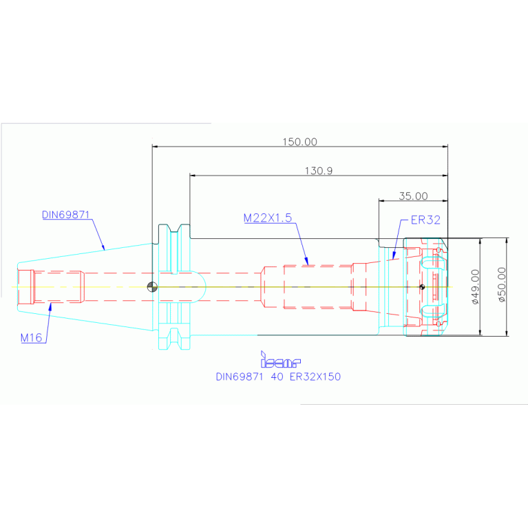DIN69871 40 ER32X150