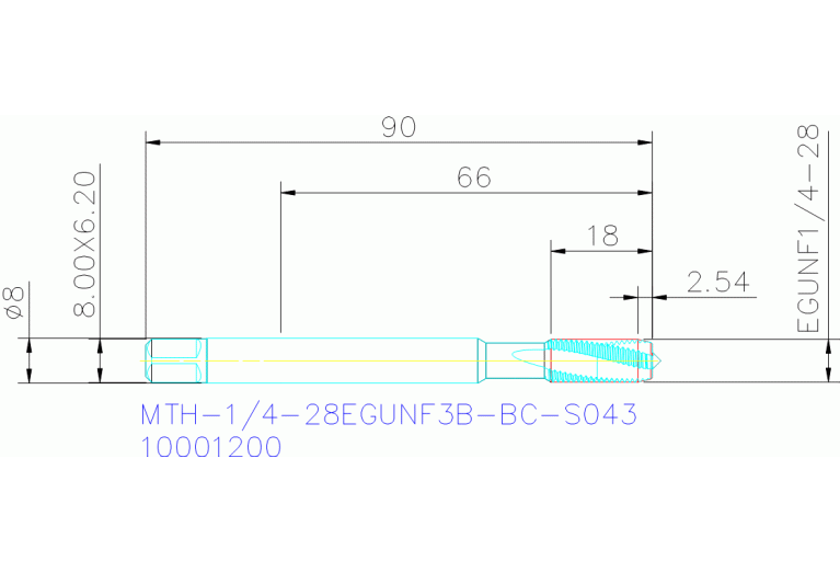 MTH-1/4-28EGUNF3B-BC-S043