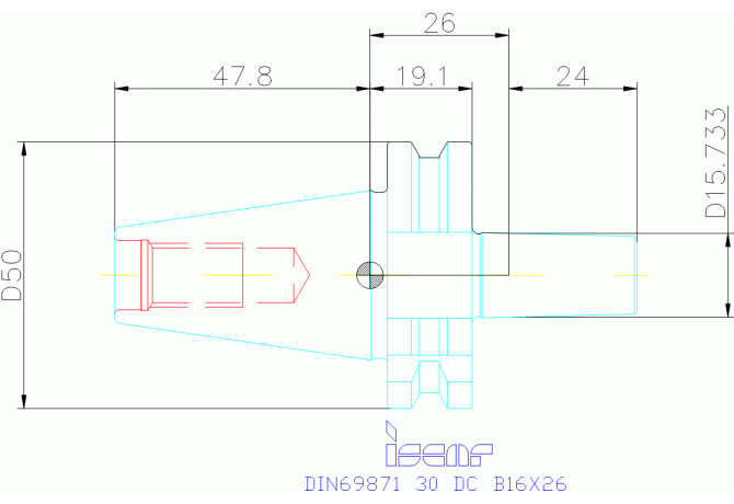 DIN69871 30 DC B16X26