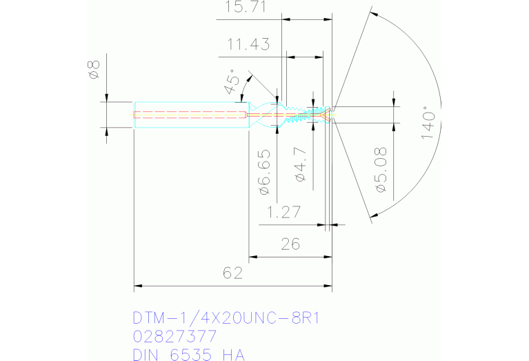 DTM-1/4X20UNC-8R1