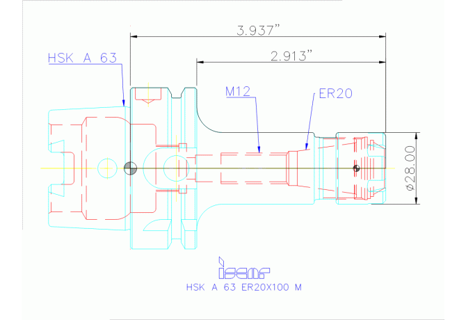HSK A63 ER20X100M