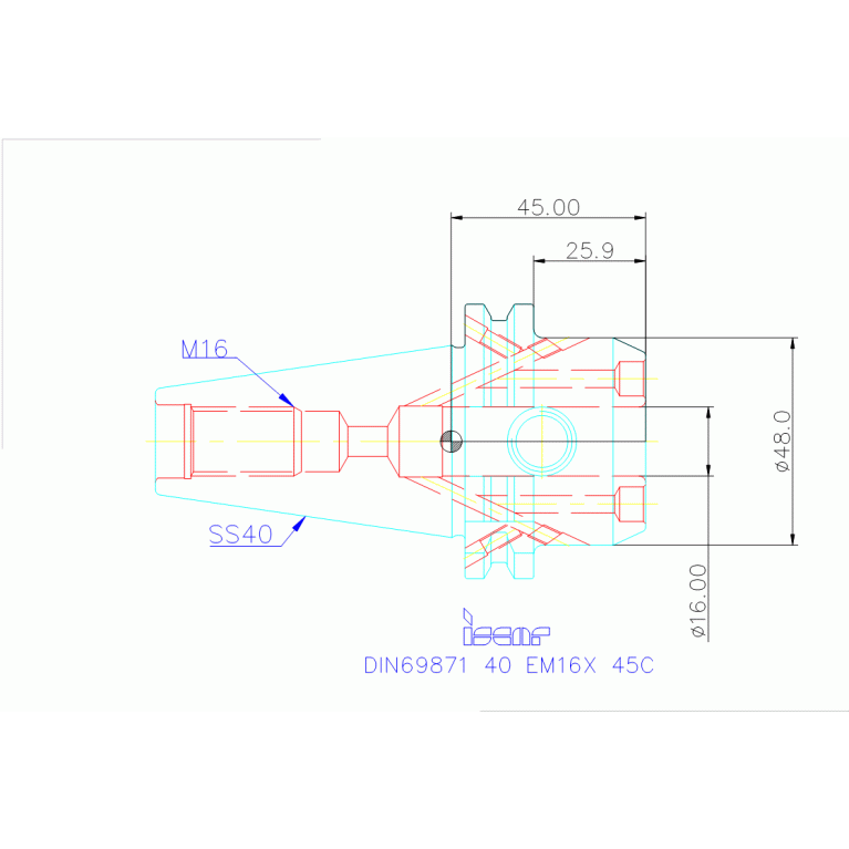 DIN69871 40 EM16X 45C