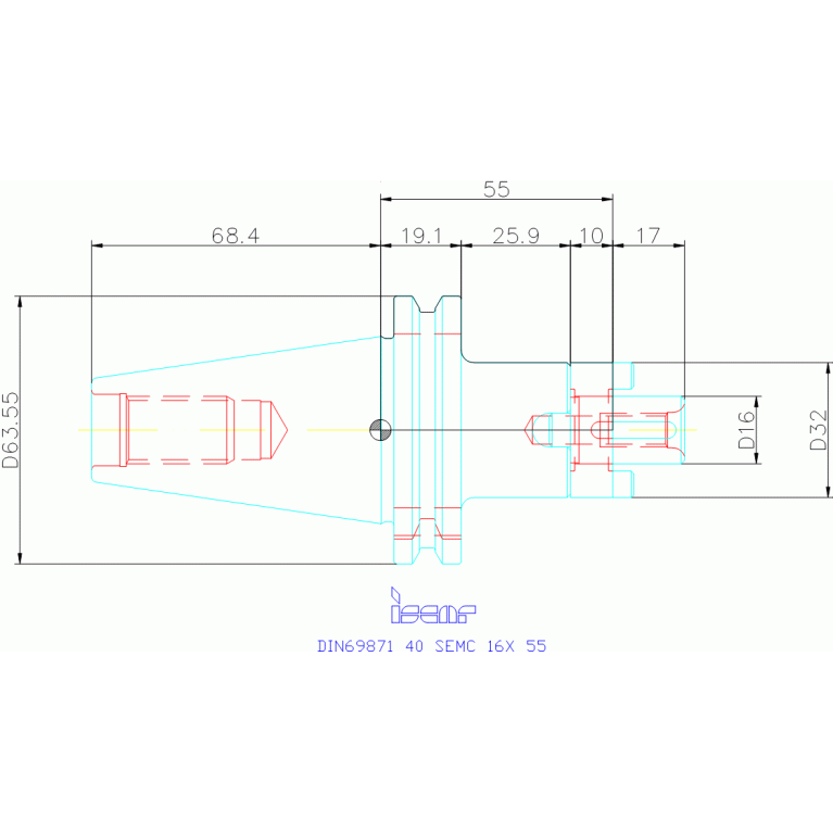 DIN69871 40 SEMC 16X 55