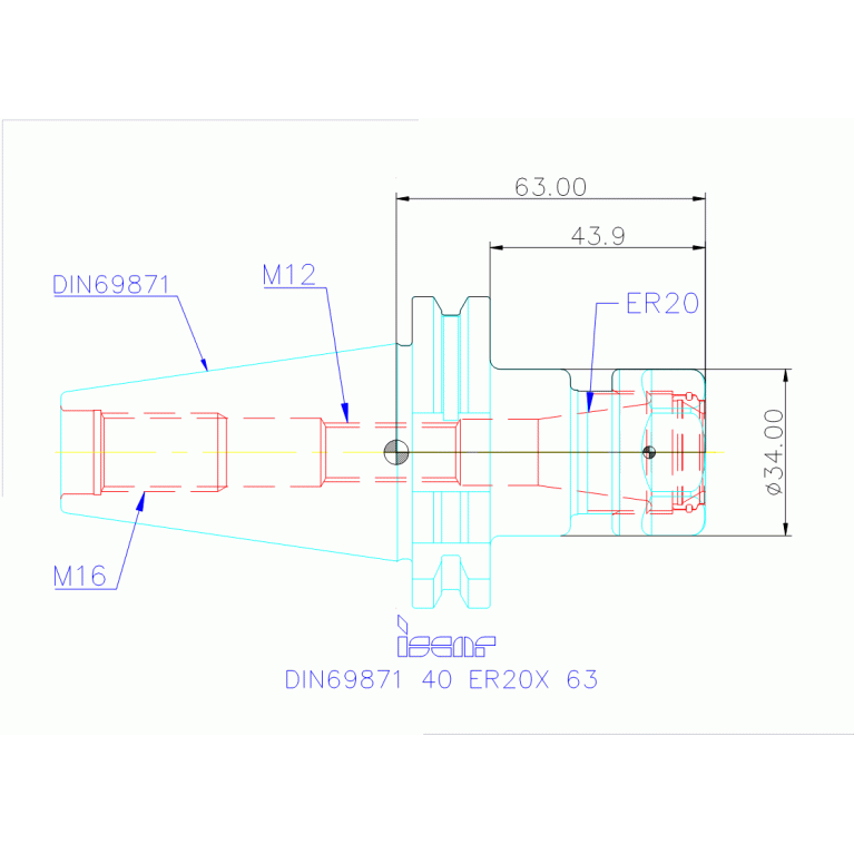 DIN69871 40 ER20X 63