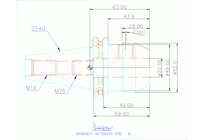 DIN69871 40 EM20X 63E B