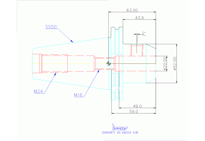 DIN69871 50 EM20X 63E