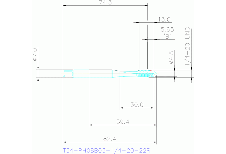 T34-PH08B03-1/4-20-22R