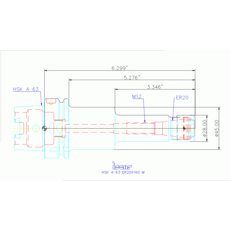 HSK A63 ER20X160M