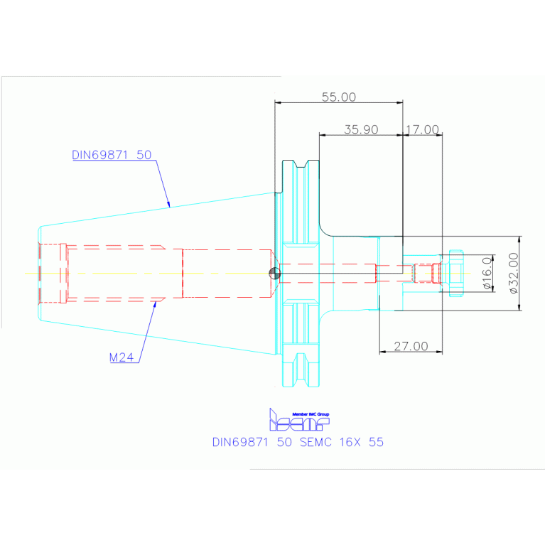 DIN69871 50 SEMC 16X 55