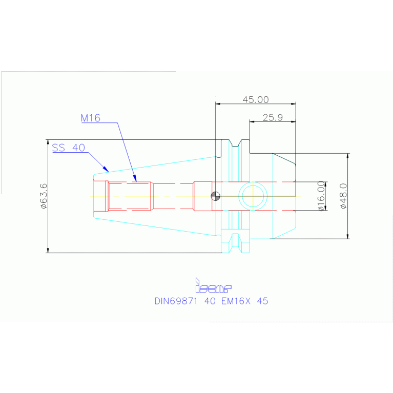 DIN69871 40 EM16X 45
