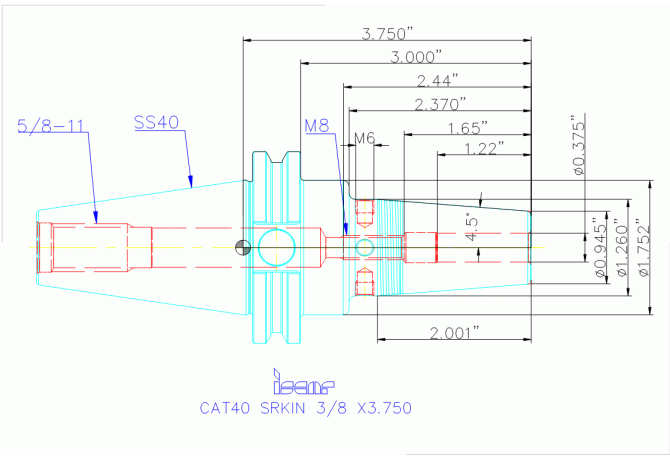 CAT40 SRKIN 3/8 X3.750