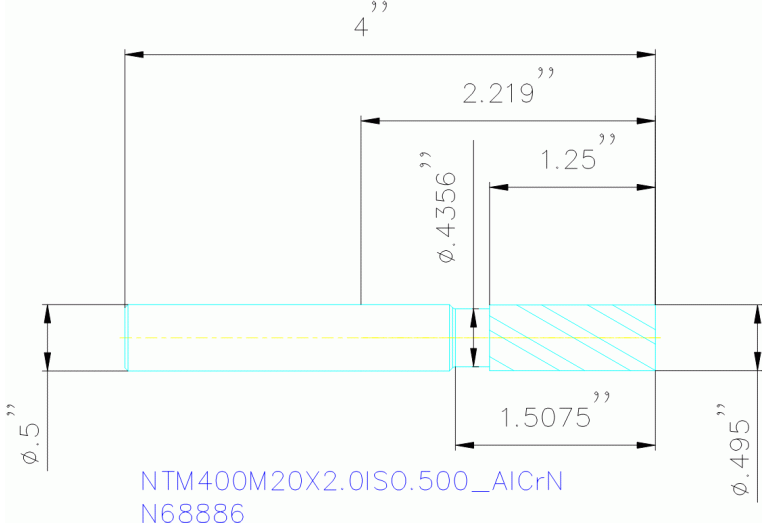 NTM400M20X2.0ISO.500 ALCRN