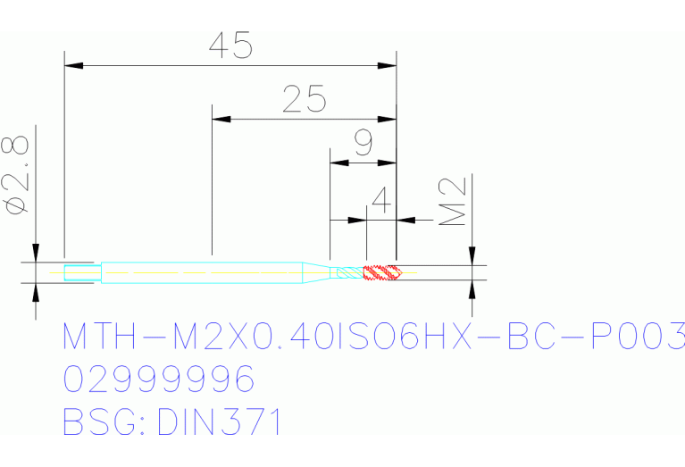 MTH-M2X0.40ISO6HX-BC-P003