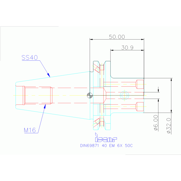 DIN69871 40 EM 6X 50C