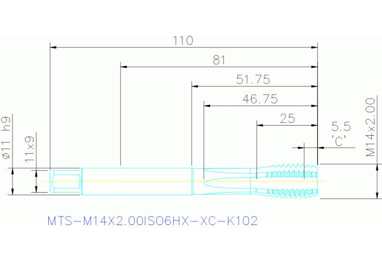 MTS-M14X2.00ISO6HX-XC-K102