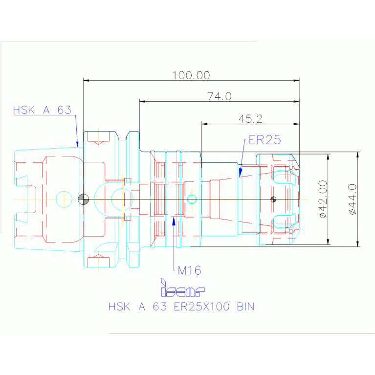 HSK A 63 ER25X100 BIN