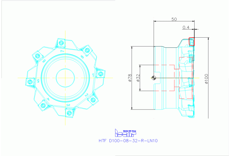 HTF D100-08-32-R-LN10