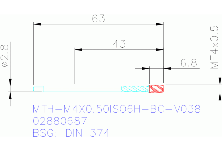 MTH-M4X0.50ISO6H-BC-V038