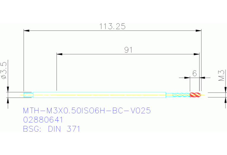MTH-M3X0.50ISO6H-BC-V025