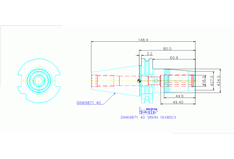 DIN69871 40 SRKIN 16X80CX