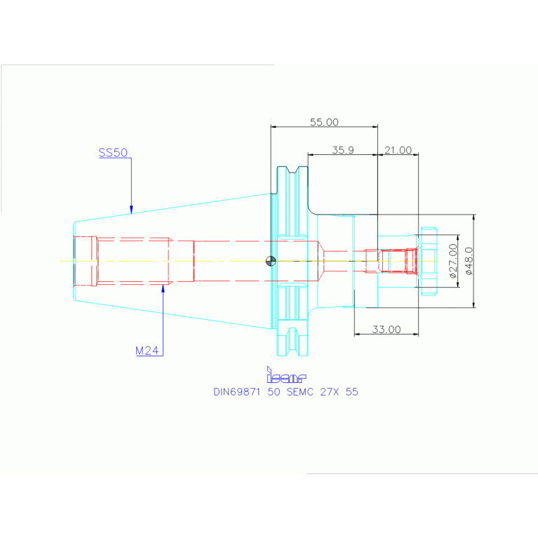 DIN69871 50 SEMC 27X 55