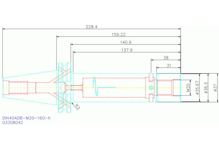 DIN40ADB-M20-160-K
