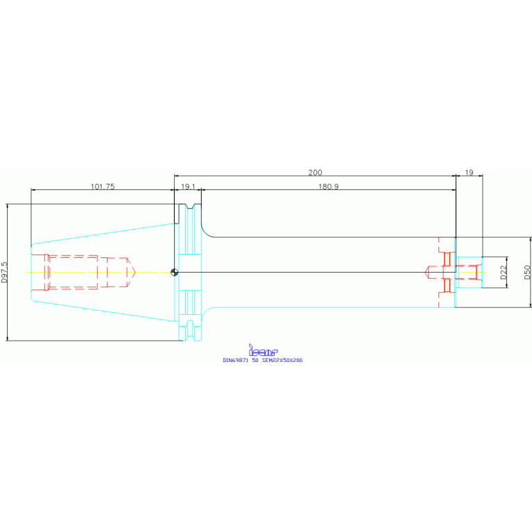 DIN69871 50 SEM22X50X200