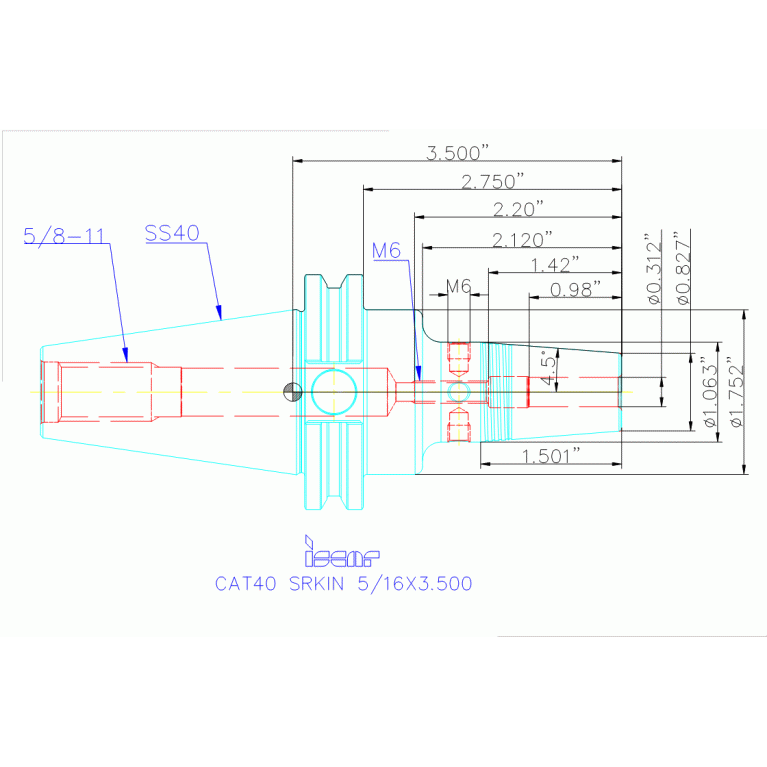CAT40 SRKIN 5/16X3.500