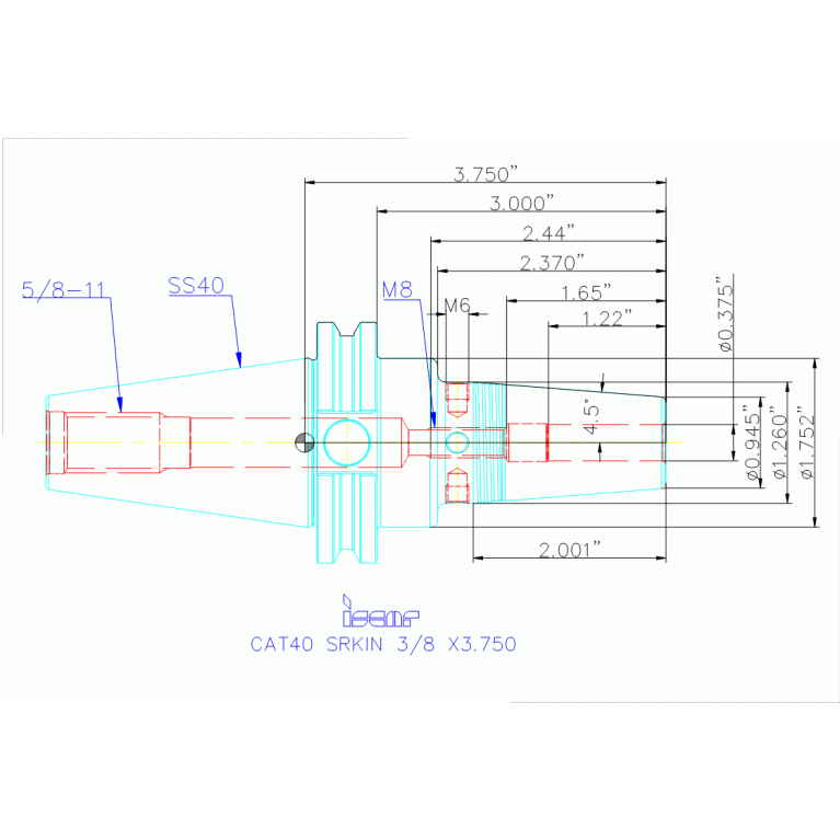 CAT40 SRKIN 3/8 X3.750