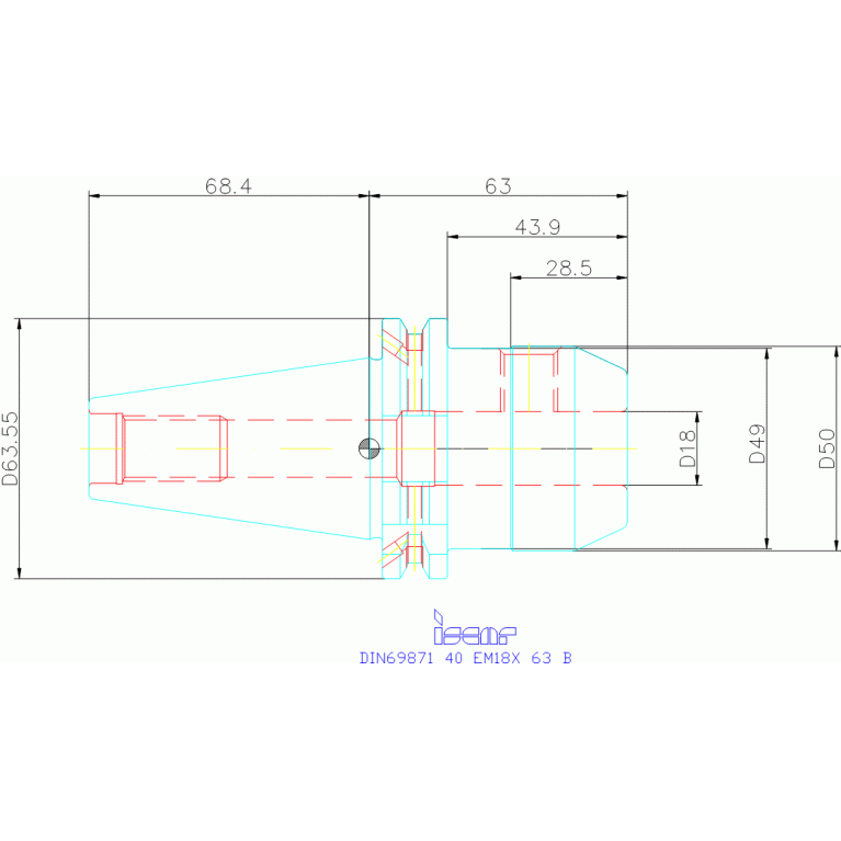 DIN69871 40 EM18X 63 B