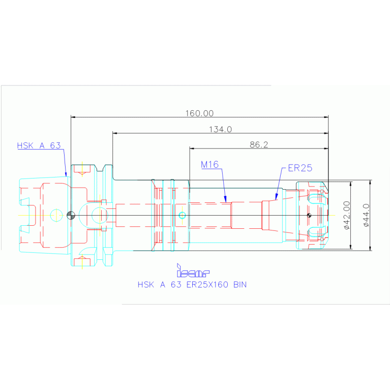 HSK A 63 ER25X160 BIN