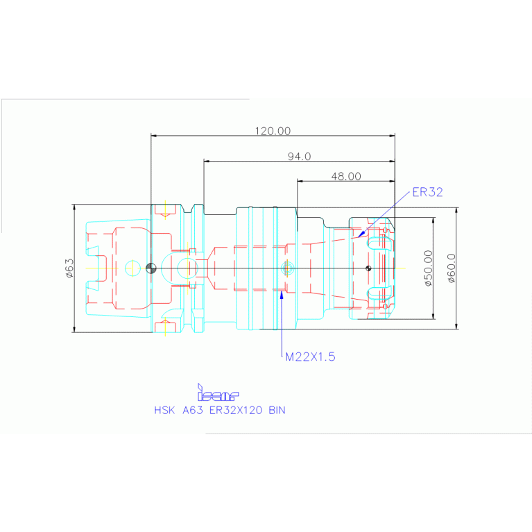 HSK A 63 ER32X120 BIN